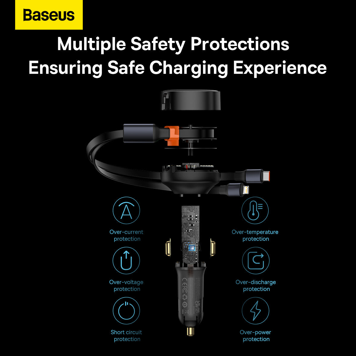 Baseus Enjoyment Series Retractable 2-in-1 30W Car Charger