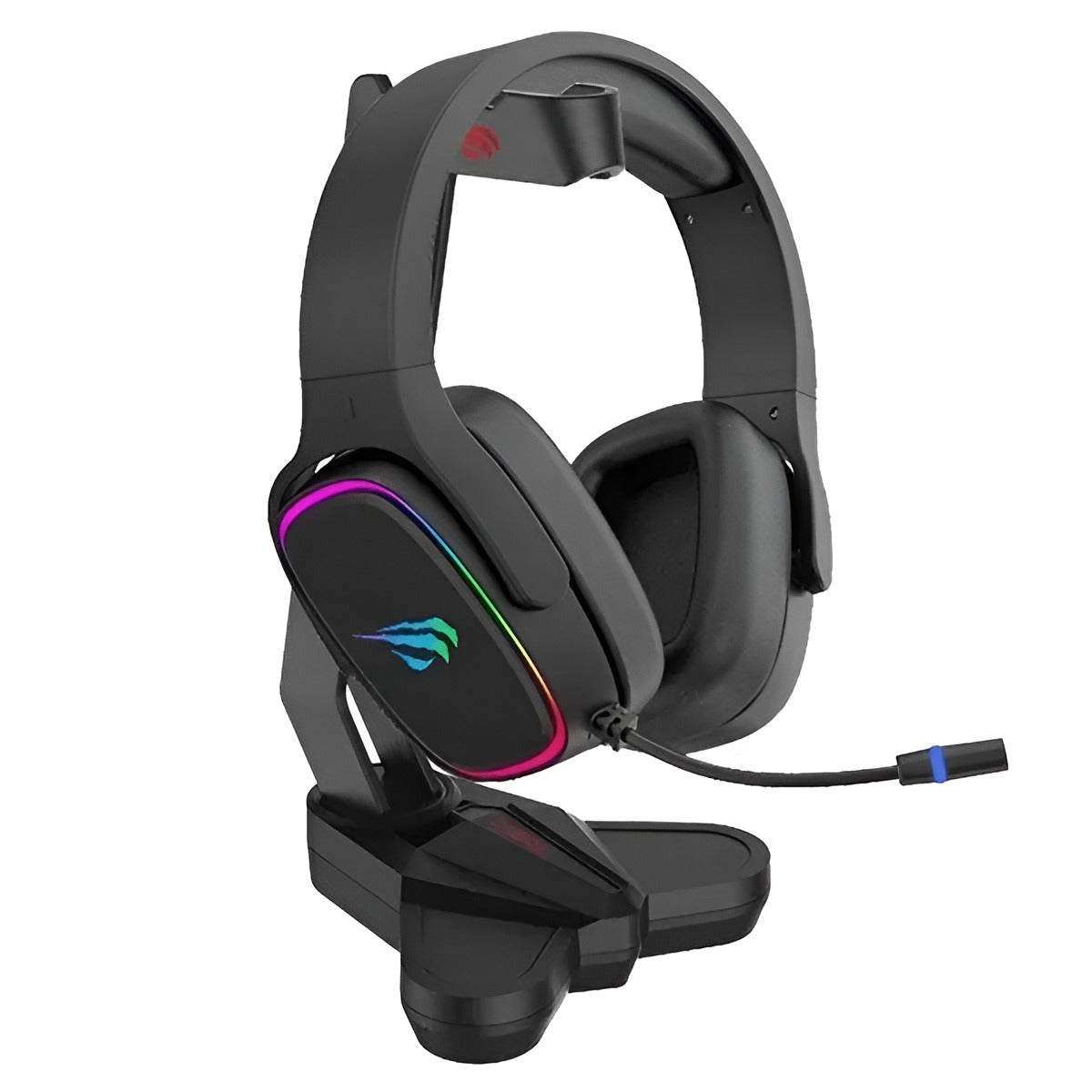 Gaming headset with RGB lighting on a white background
