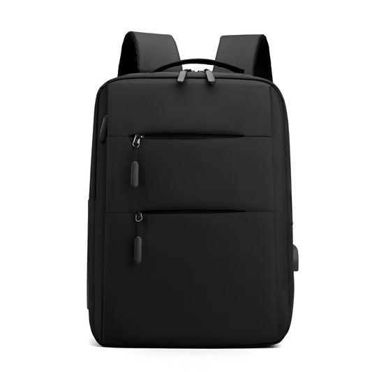 Black backpack on a white background