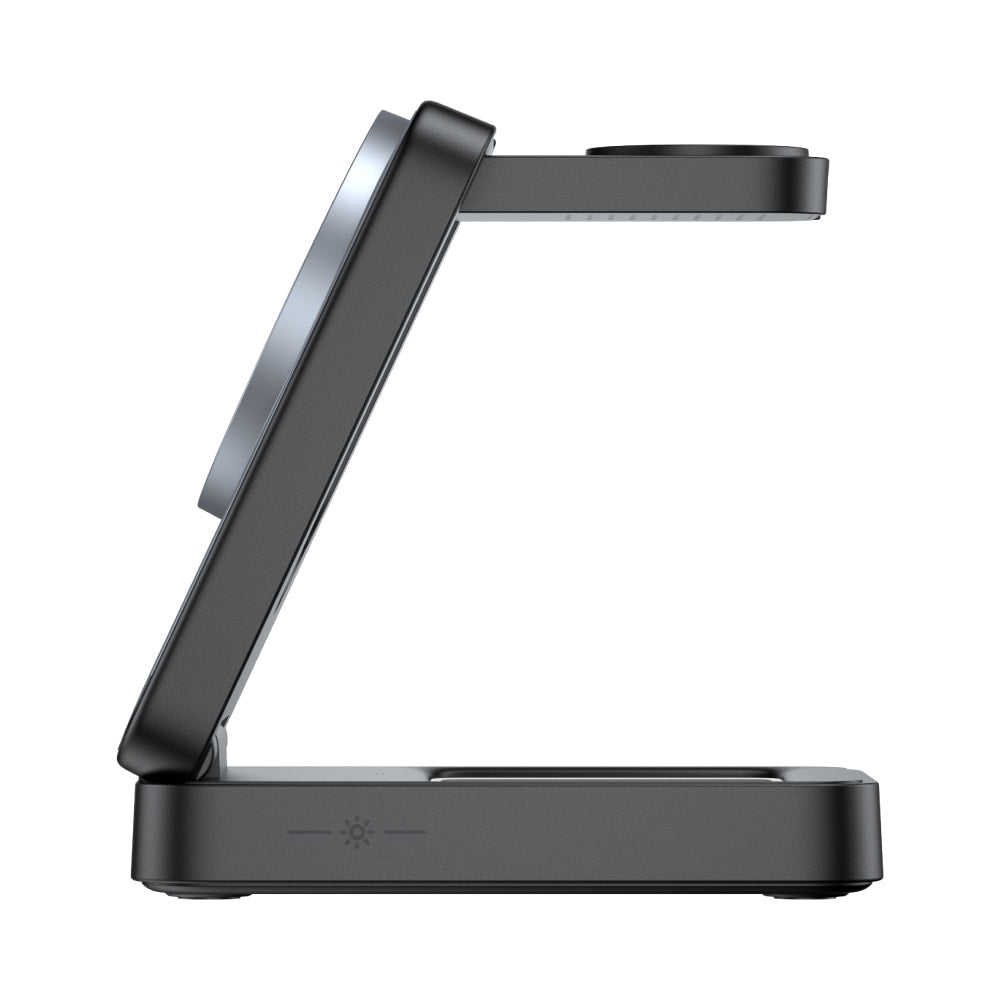Black adjustable stand on a white background
