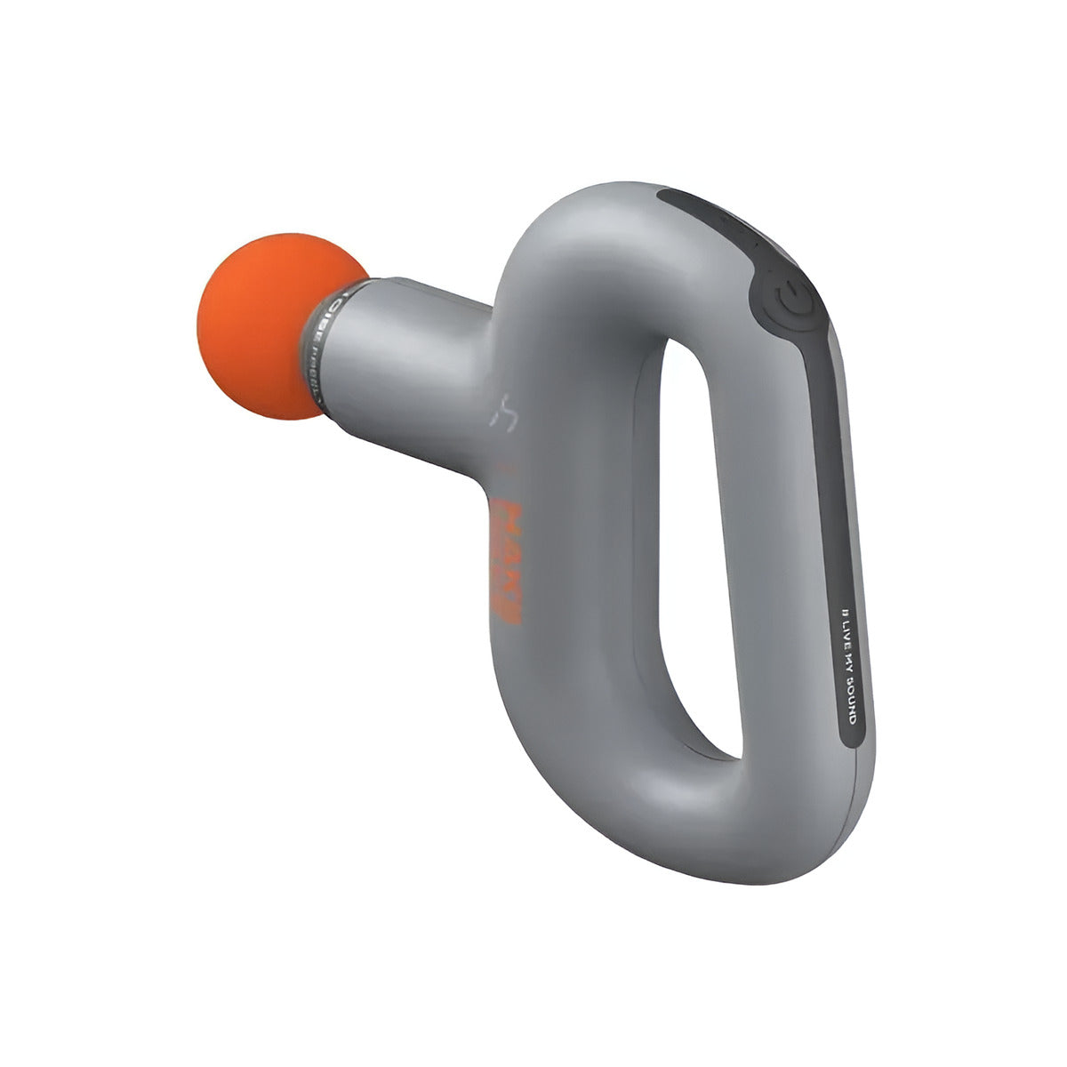 Gray and orange dumbbell on a white background