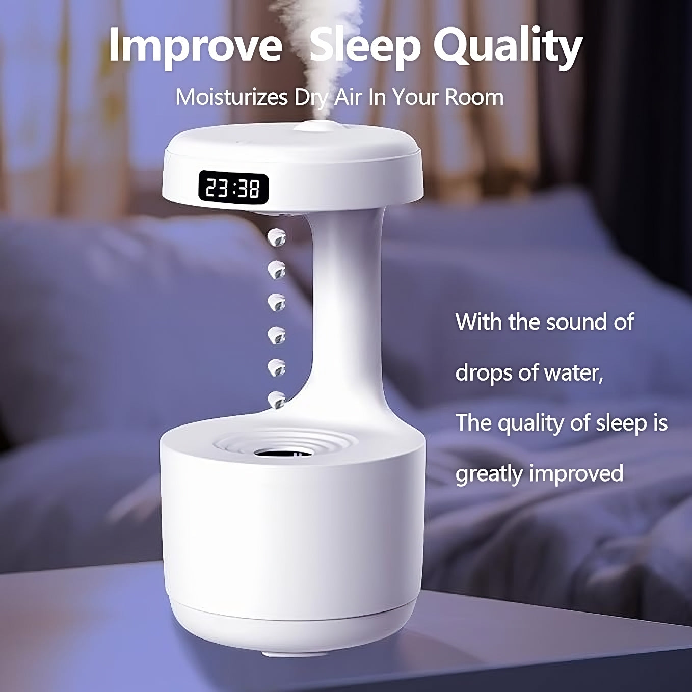LED Anti-Gravity Humidifier Clock