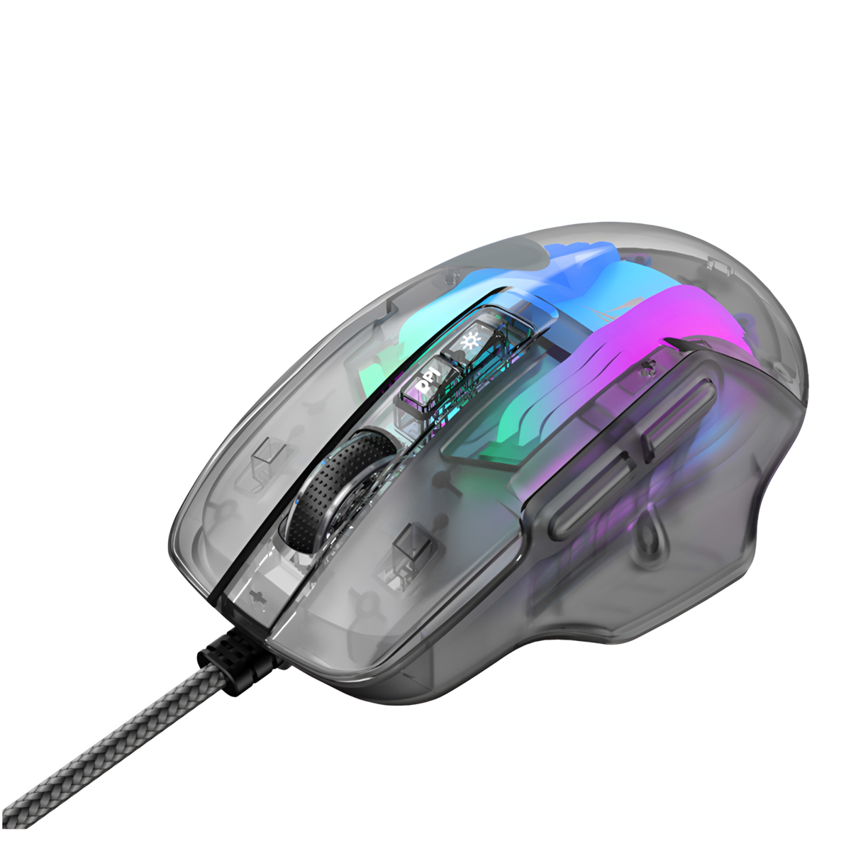 Gaming mouse with RGB lighting on a white background
