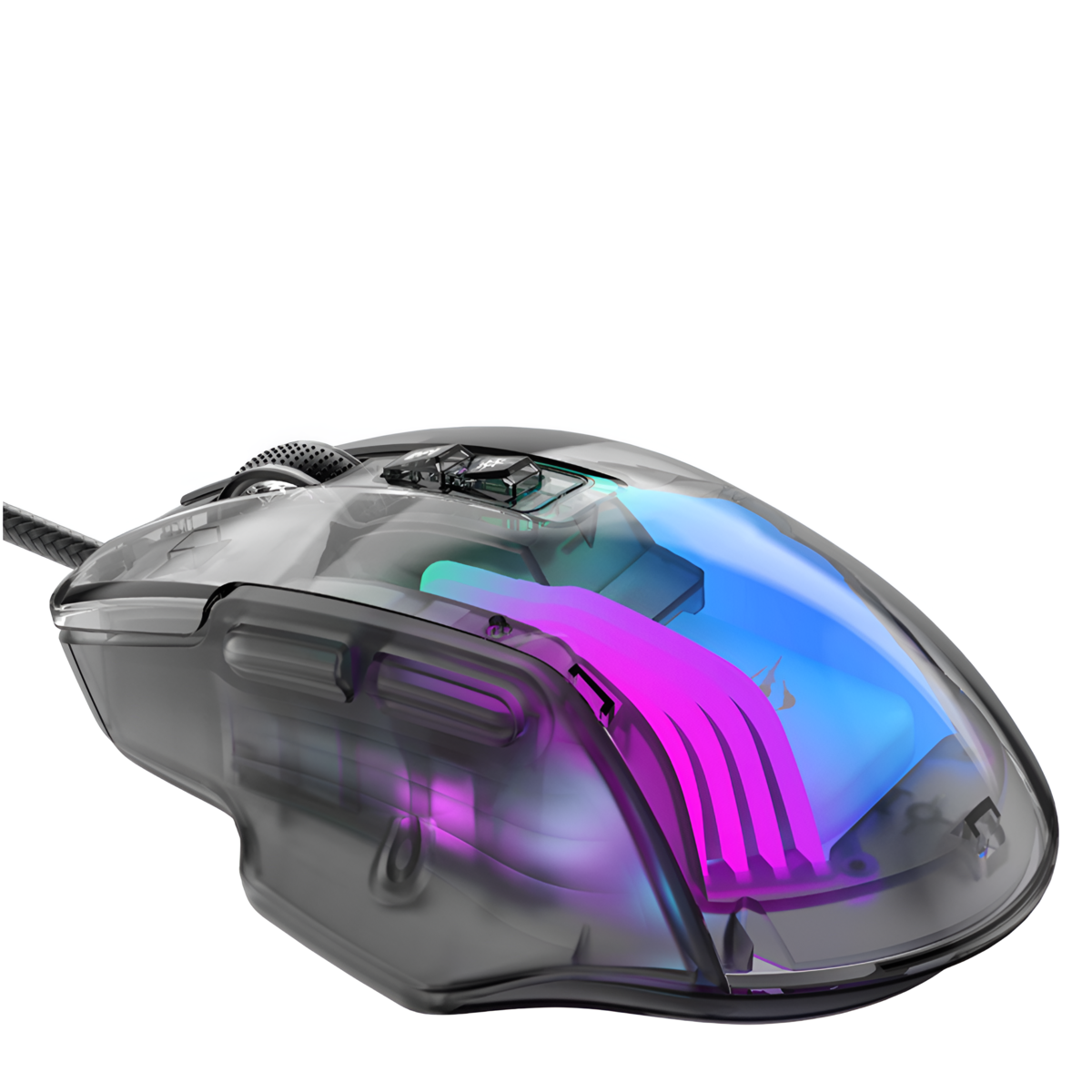Gaming mouse with RGB lighting on a white background