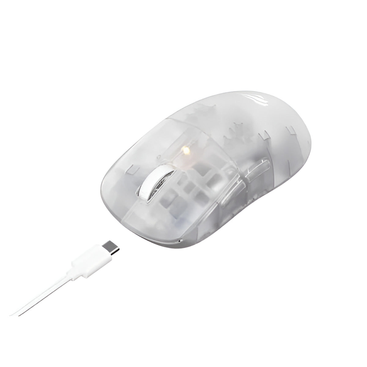 White computer mouse with cable on a white background