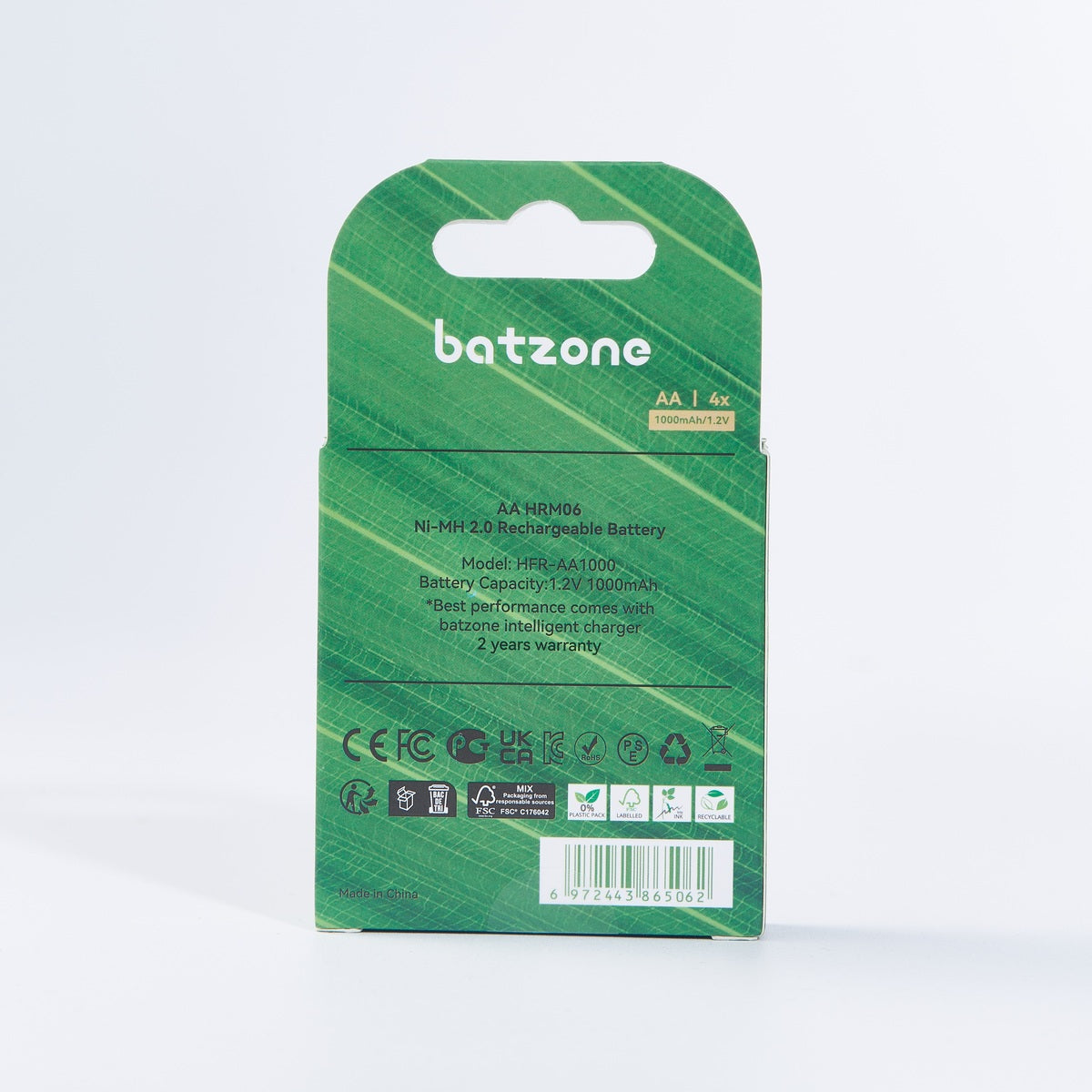 batzone Ni-MH 2.0 Rechargeable Battery AA 2500 (4Pcs)