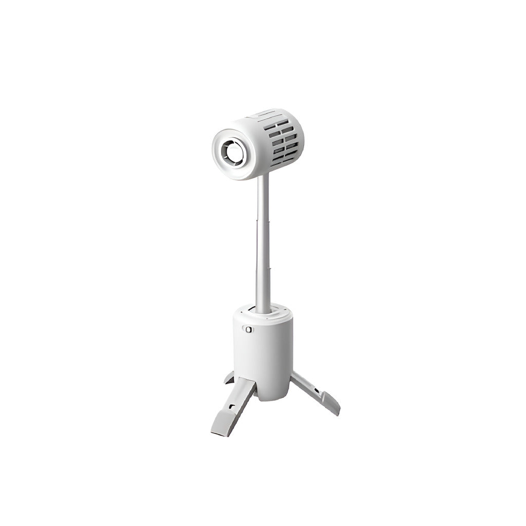 White portable air purifier on a white background