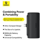 Baseus Compact Fast Charging Power Bank Type C Edition 5000mAh 20W