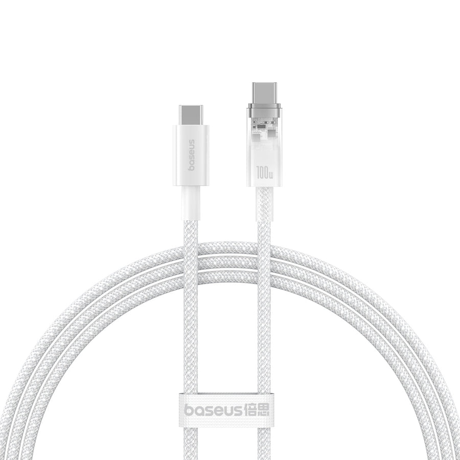 Baseus Explorer Series Fast Charging Cable with Smart Temperature Control Type C to Type C 100W 1m stellar white