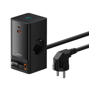 Baseus PowerCombo Series 65W Digital PowerStrip with Retractable Type-C Cable Black