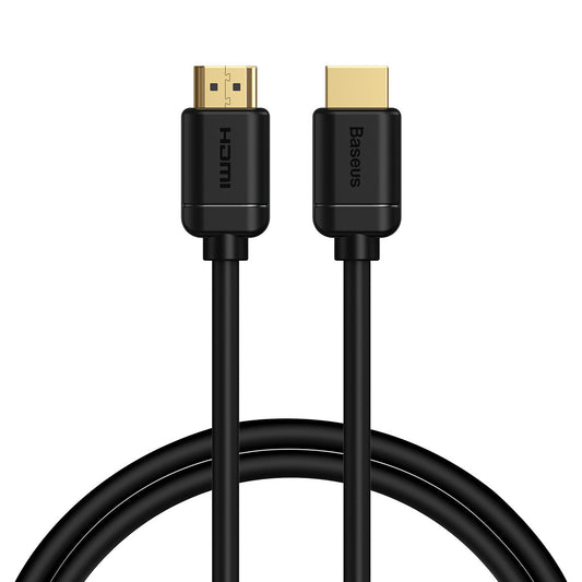A black Baseus High Definition Series HDMI to HDMI adapter cable with gold-plated connectors on both ends.