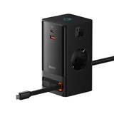 Baseus PowerCombo Series 65W Digital PowerStrip with Retractable Type-C Cable Black