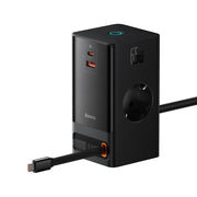 Baseus PowerCombo Series 65W Digital PowerStrip with Retractable Type-C Cable Black