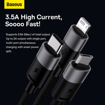 Baseus StarSpeed 1-for-3 Fast Charging Data Cable 3.5A - 0.6m