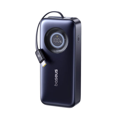 Baseus EnerCore CR11 Power Bank Retractable Cable 20000mAh 67W front view with display cosmic black on white background