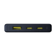 Black USB hub with multiple ports on a white background