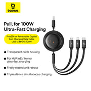 Baseus ultra-fast charging cable with multiple connectors on a white background