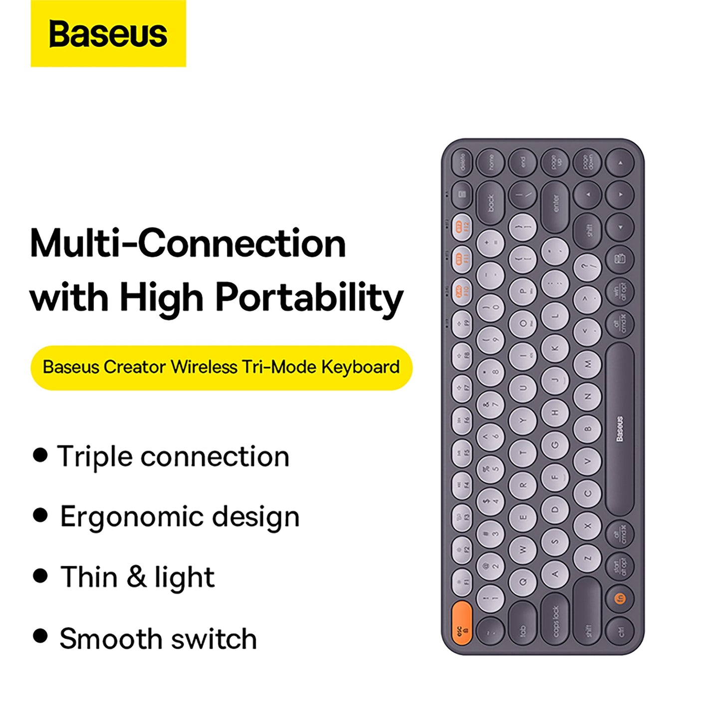 Baseus K01A Wireless Tri-Mode Keyboard - Frosted Gray