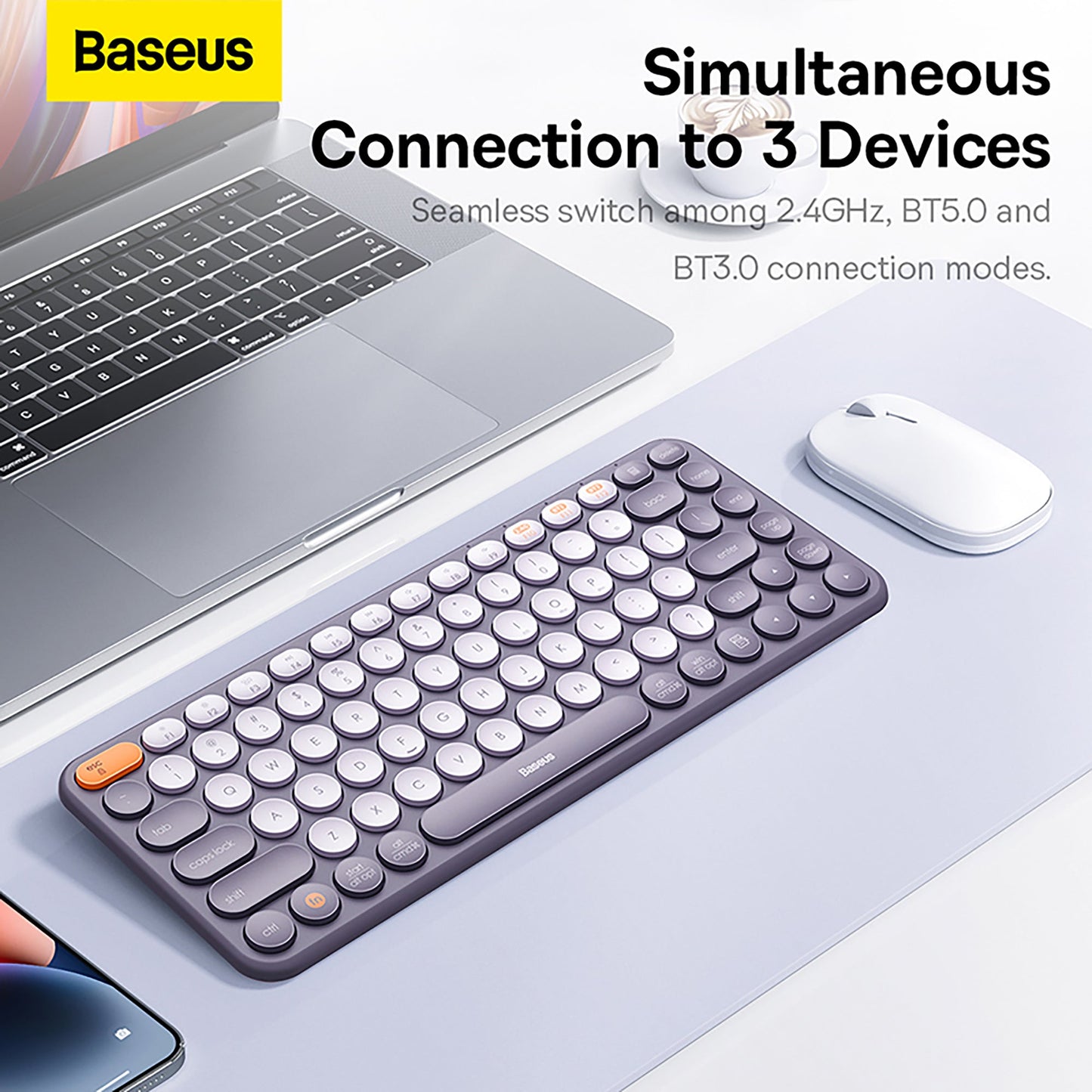 Baseus K01A Wireless Tri-Mode Keyboard - Frosted Gray