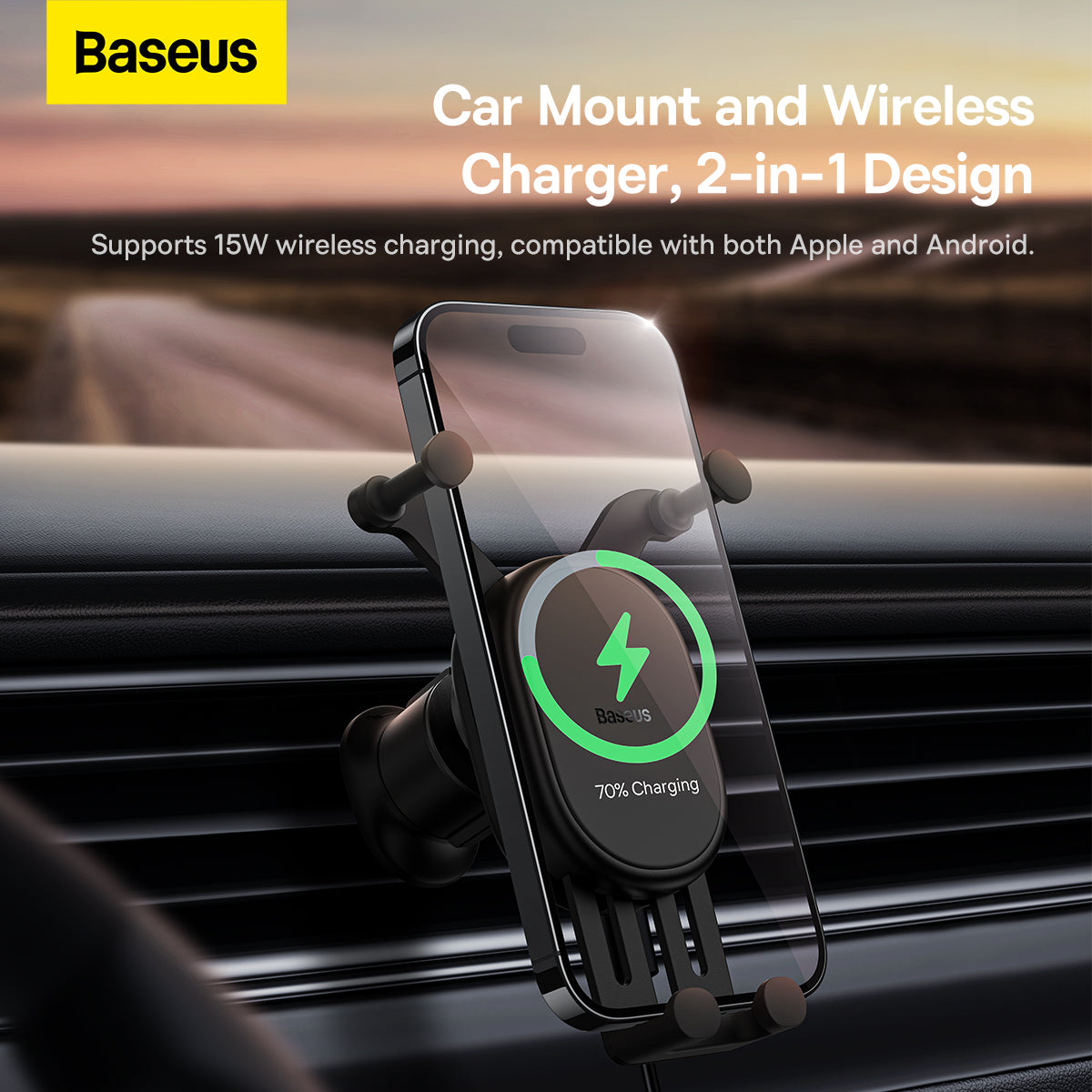 Baseus Stable Wireless Charging Car Mount Pro 15W (Air Outlet Model)