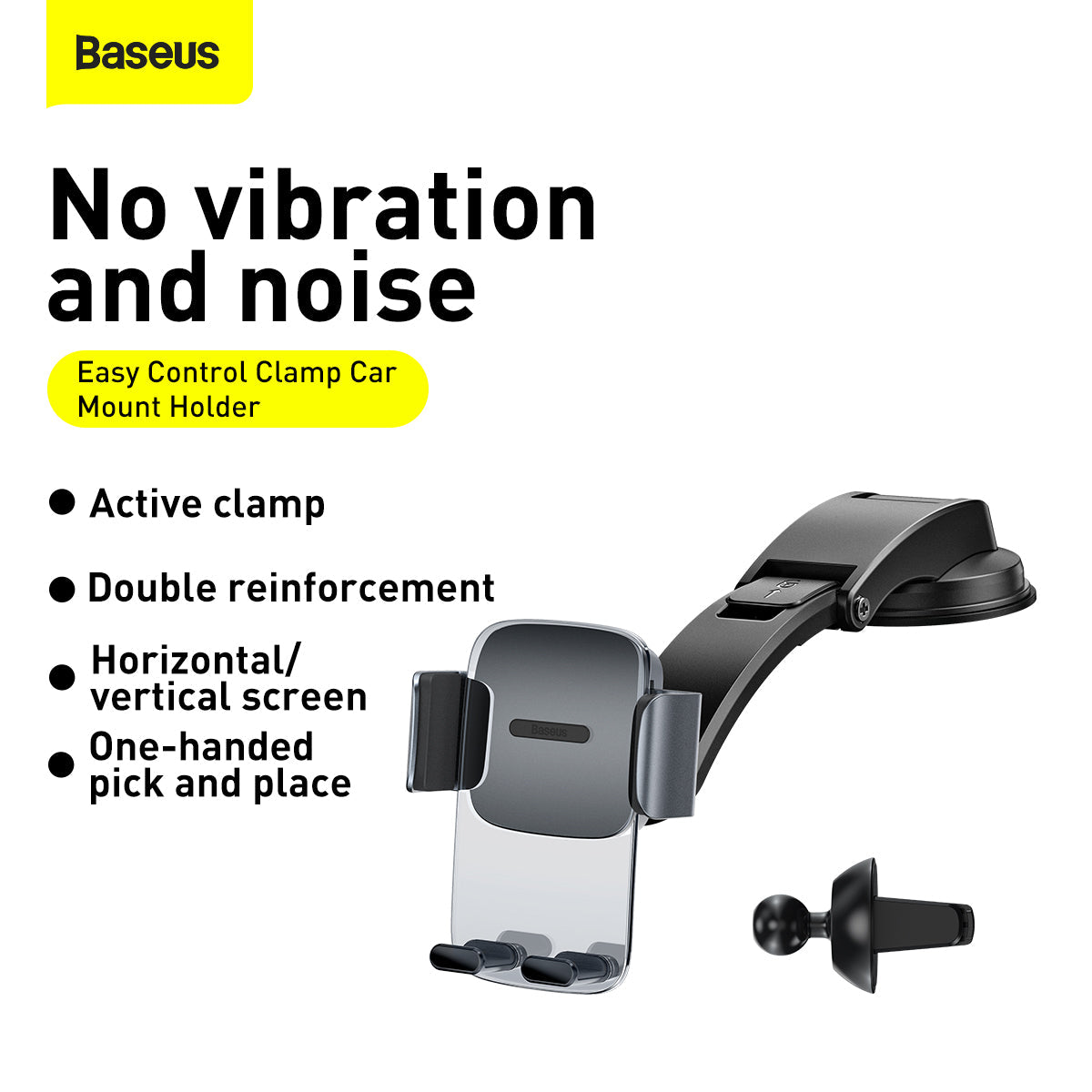 Baseus Easy Control Clamp Car Mount Holder for Smartphones (A Set) - Black