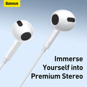 Baseus H17 Encok 3.5mm Lateral In-Ear Wired Earphone with Remote White