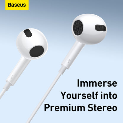Baseus H17 Encok 3.5mm Lateral In-Ear Wired Earphone with Remote White