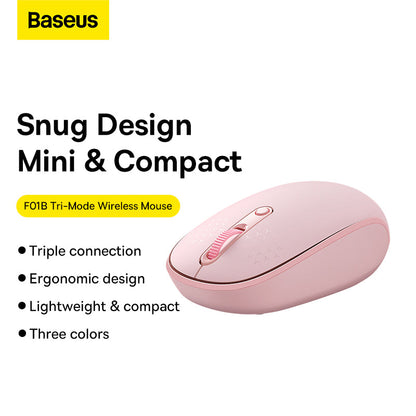 Baseus F01B Tri-Mode Wireless Mouse Baby Pink