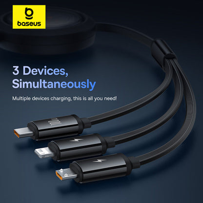 Baseus multi-device charging cable on a dark background