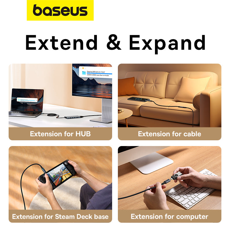 Baseus High Definition Series 10Gbps Extension Cable 1m Cluster Black