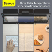 Baseus screen protector with three color temperature settings on a computer screen, showing different lighting conditions.