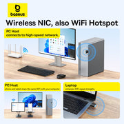 Baseus FastJoy Series WiFi Adapter 300Mbps Internal Antenna - Cluster Black
