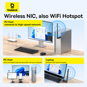 Baseus FastJoy Series WiFi Adapter 650Mbps External Antenna - Cluster Black