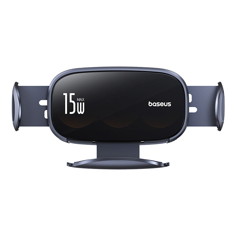 Baseus LightChaser Series Triple-Coil Wireless Charging Electric Car Mount Cluster Black on white background