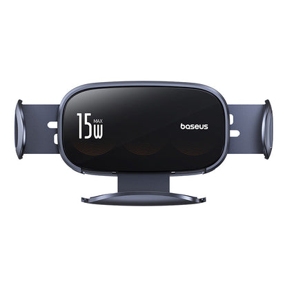 Baseus LightChaser Series Triple-Coil Wireless Charging Electric Car Mount Cluster Black on white background