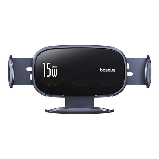 Baseus LightChaser Series Triple-Coil Wireless Charging Electric Car Mount Cluster Black on white background