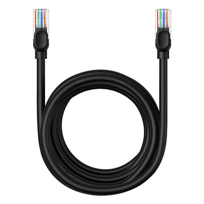 Baseus High Speed CAT5 Gigabit Ethernet Cable (Round Cable) black on white background