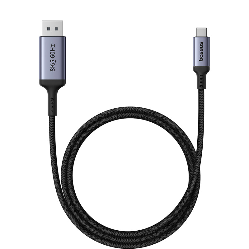 Baseus High Definition Series Type C to DP 8K Adapter 1.5m Cluster Black on white background