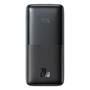 Baseus Bipow Pro Digital Display Fast Charge Power Bank 10000mAh 20W Black power bank with digital display on a white background