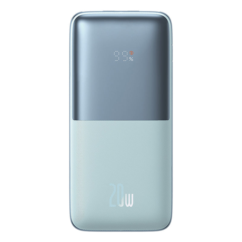 Portable power bank with digital display on a white background