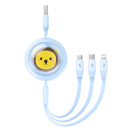 Baseus Leo Retractable Charging Cable 3-in-1 USB to M+L+C 3.5A