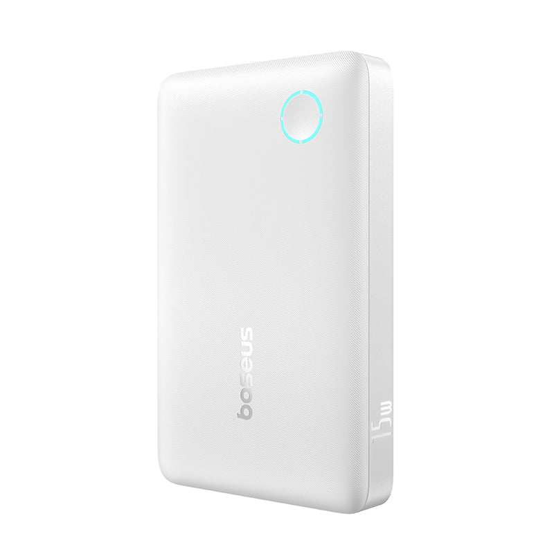 Baseus EnerFill FP11 Power Bank 10000mAh 15W Moon White angle view on white background