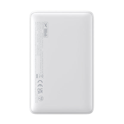 Baseus EnerFill FP11 Power Bank 10000mAh 15W Moon White back view on white background