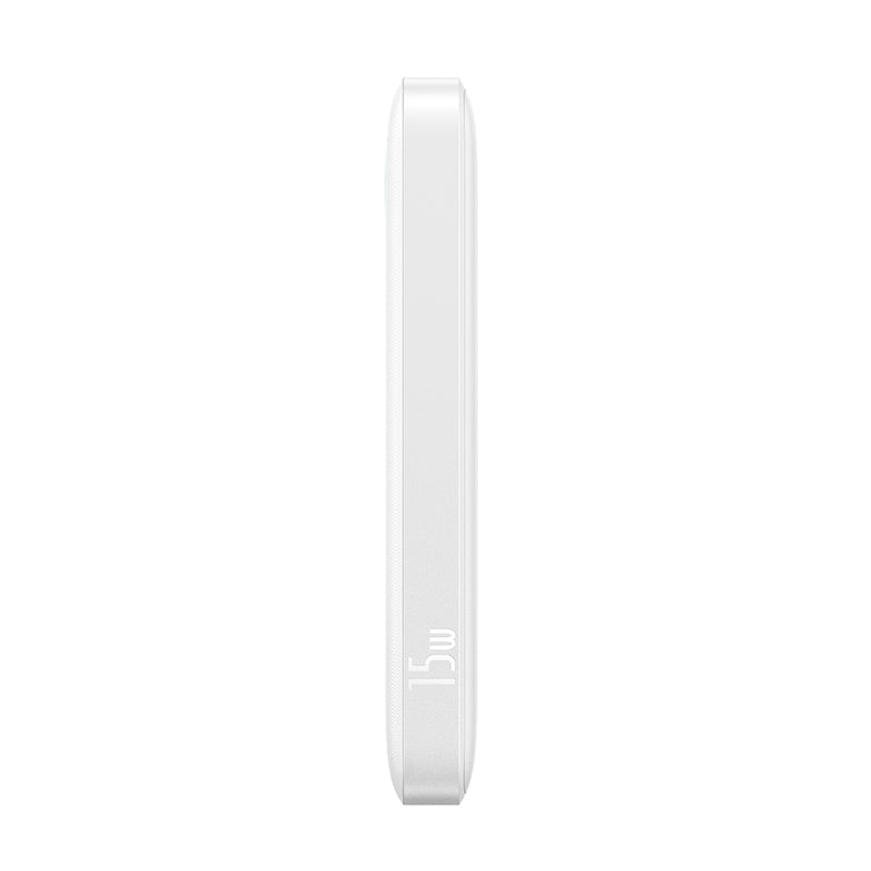 Baseus EnerFill FP11 Power Bank 10000mAh 15W Moon White side view on white background