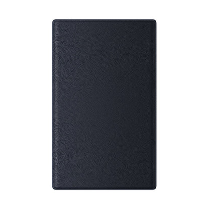 Black leather notebook on a white background