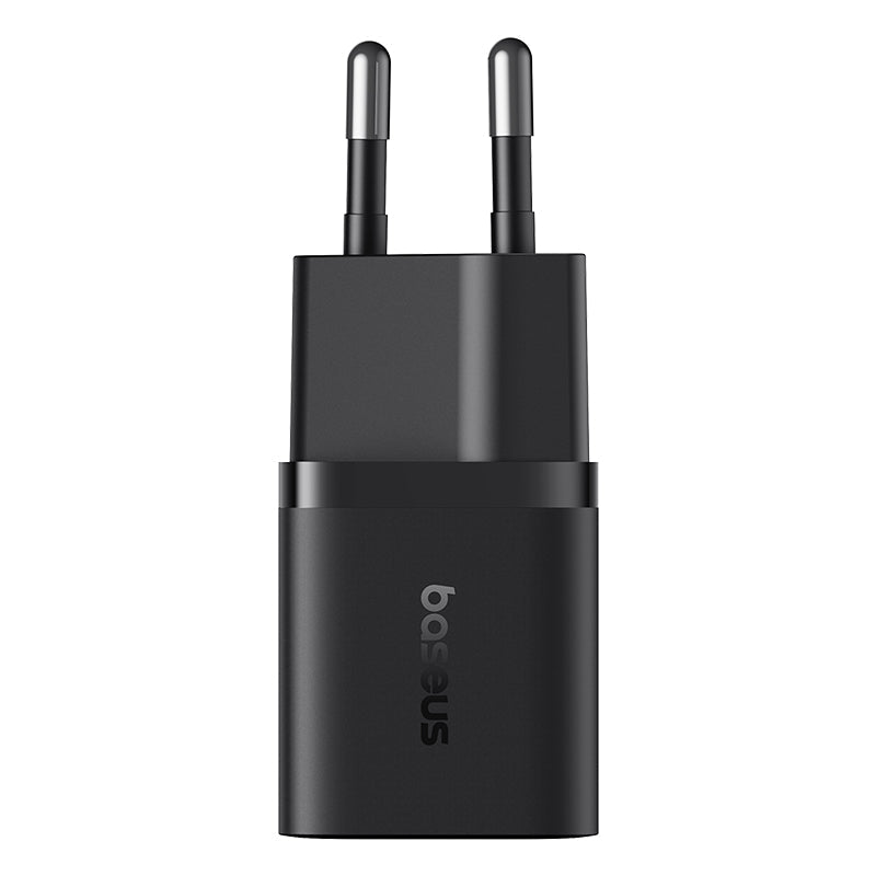 Baseus GaN5 Fast Charger (mini) 1C 25W - Cluster Black (Dynamic 3 Cable Type-C to Type-C 100W 1m）ON White Background