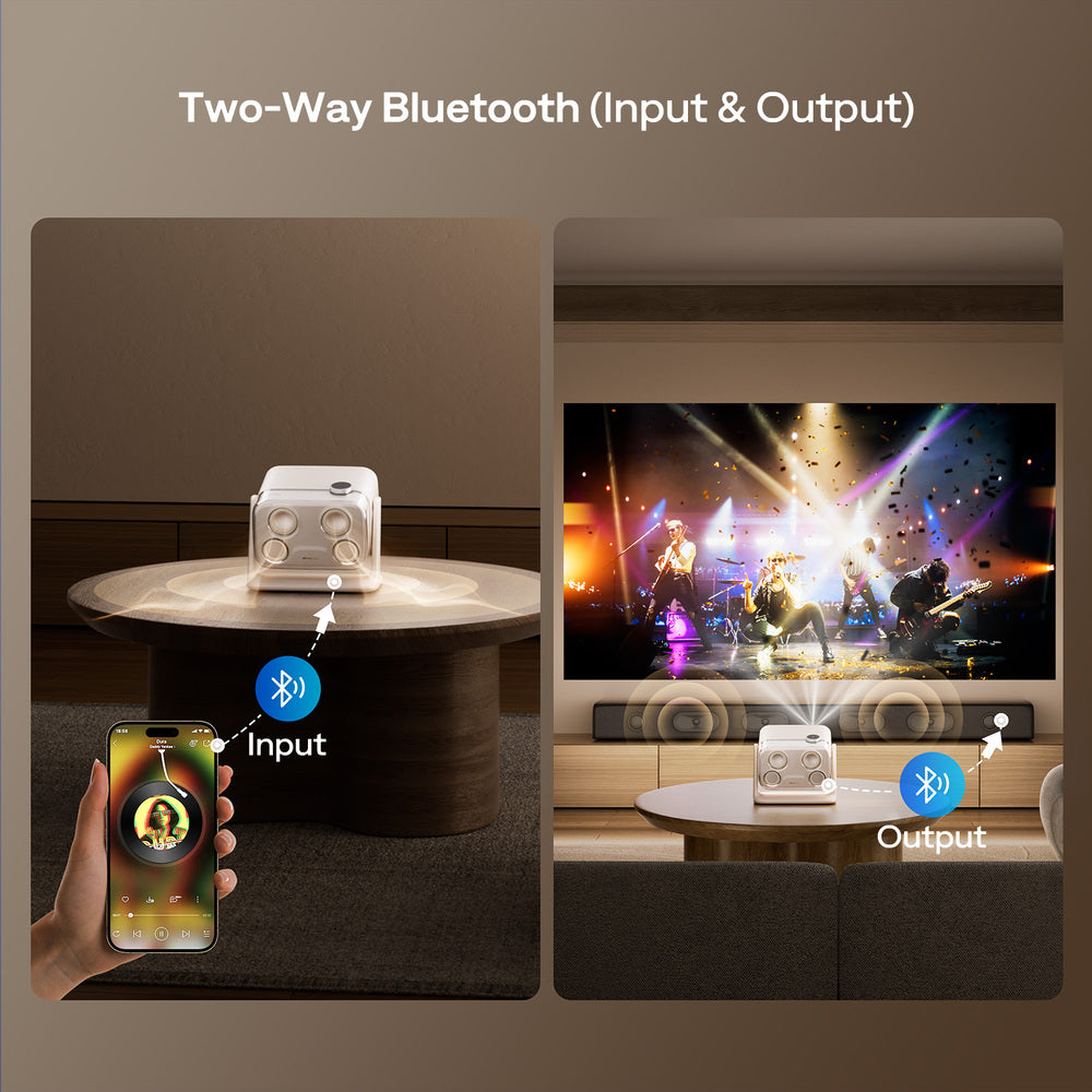 Aurzen Boom Mini Smart Projector (1080p Full HD, 500 ANSI Lumens, Google TV)