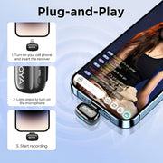 BOYA wireless earbud setup with smartphone on a blue gradient background