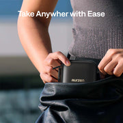 Person holding a black pouch with 'Aurzen' branding, text 'Take Anywher with Ease' above.