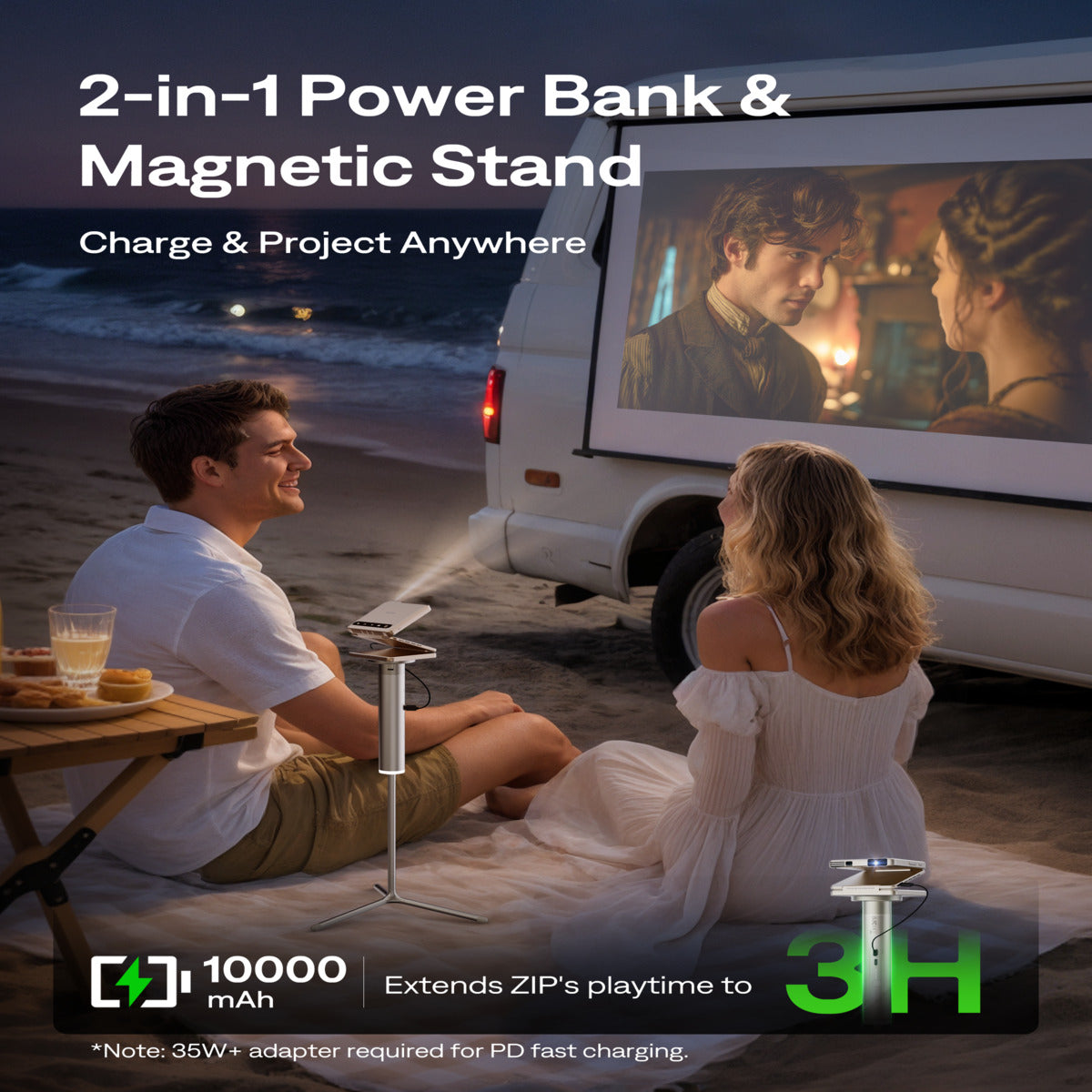 Aurzen PowerPlay Magnetic Charging Stand (10000mAh, 35W PD, 3-Height Adjustable)